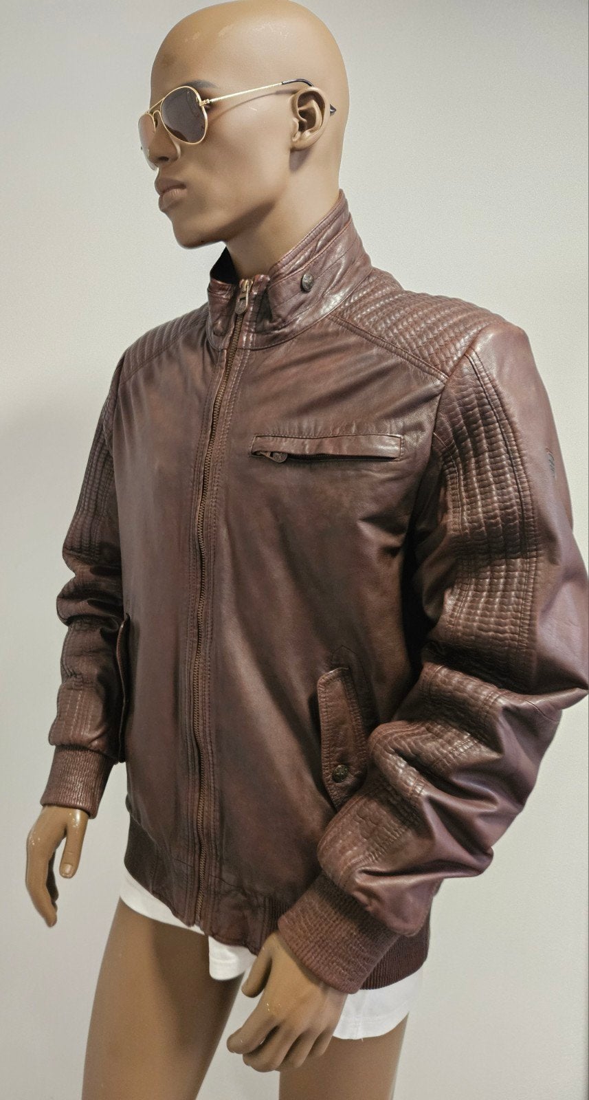 PME LEGEND leren tussen jas met leren boorden (XL en XXL), Kleding | Heren, Bruin, ., Maat 56/58 (XL), Ophalen of Verzenden
