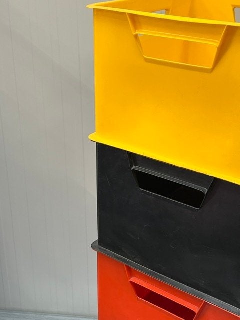 Tomado kratten 10x jaren 70 opbergbox vintage prijs p/stuk, Ophalen, Vintage, Gebruikt, Meerkleurig
