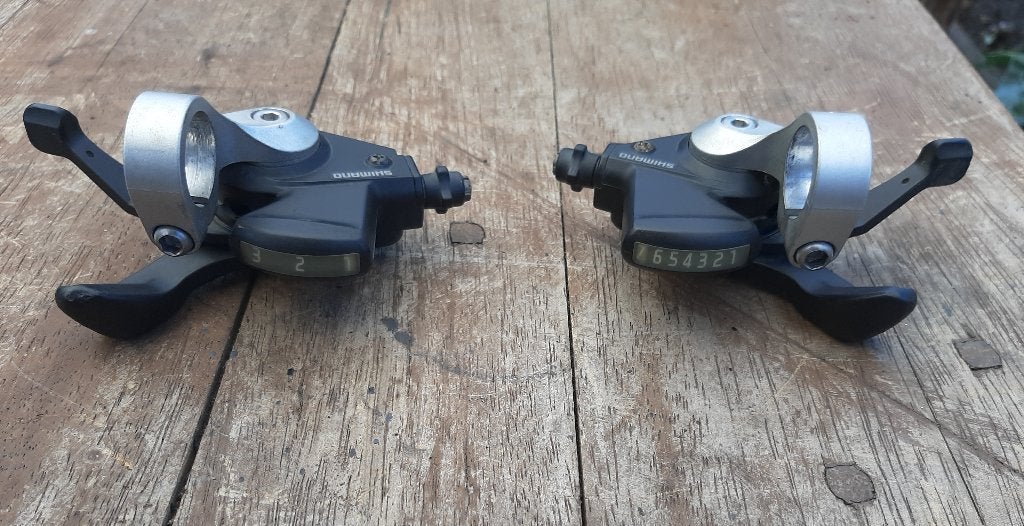 Shimano SL-MC40 Shifters 3x 7 Speed, Ophalen, Zo goed als nieuw, Shimano SL-MC40 Shifters 3x 7 Speed, Oldtimerfiets
