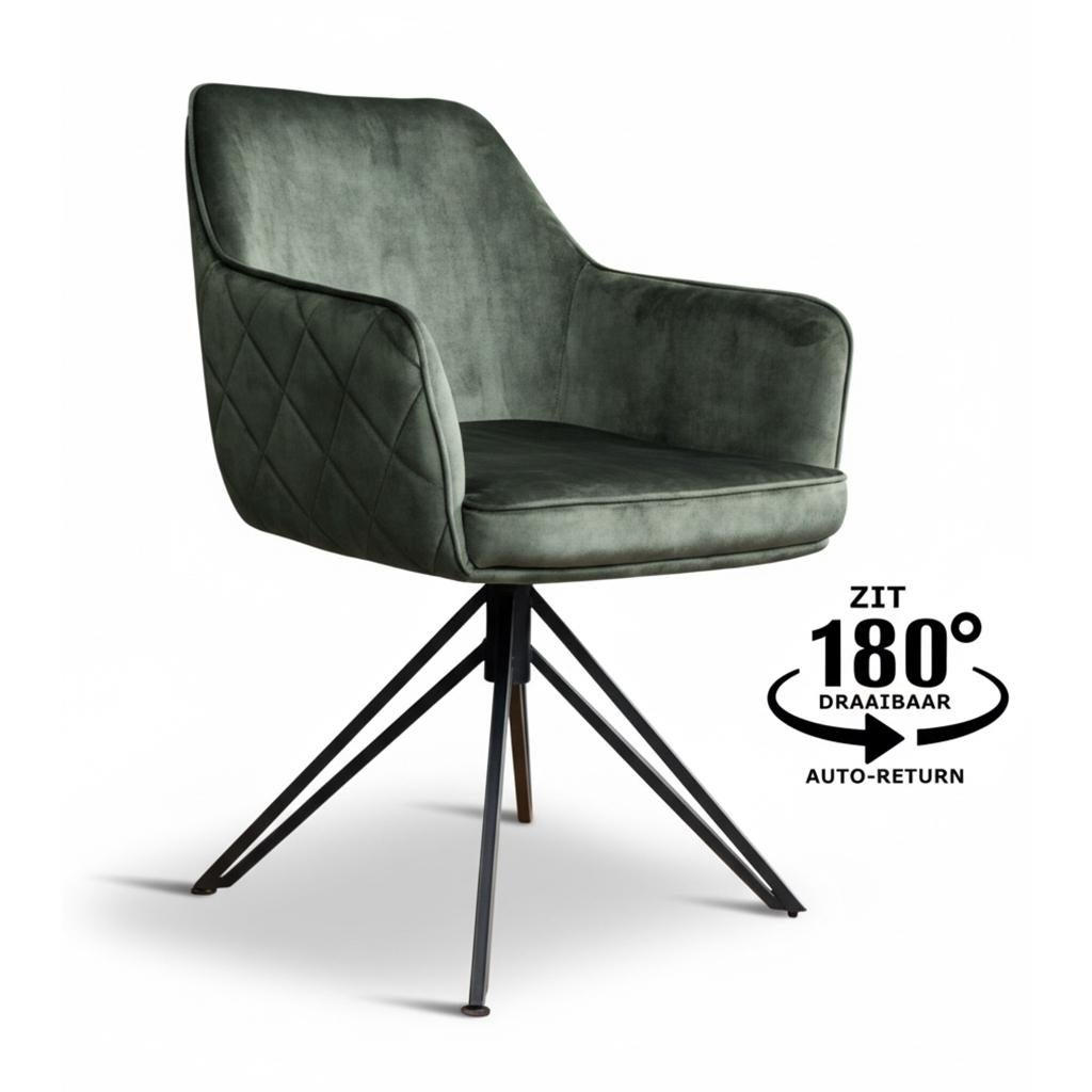 Armstoel Velvet 180 graden draai Laatste stuks!, Huis en Inrichting, Stoelen, Ophalen, Overige kleuren, Nieuw, Stof