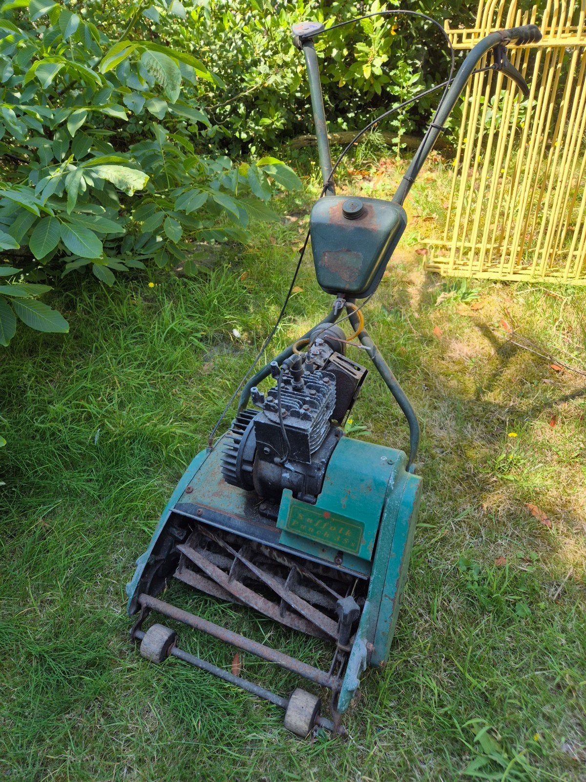 Suffolk Punch 35s Benzine Kooimesmaaier - Klassiek Model, Tuin en Terras, Ophalen, Gebruikt, Benzine-grasmaaier, 30 t/m 39 cm