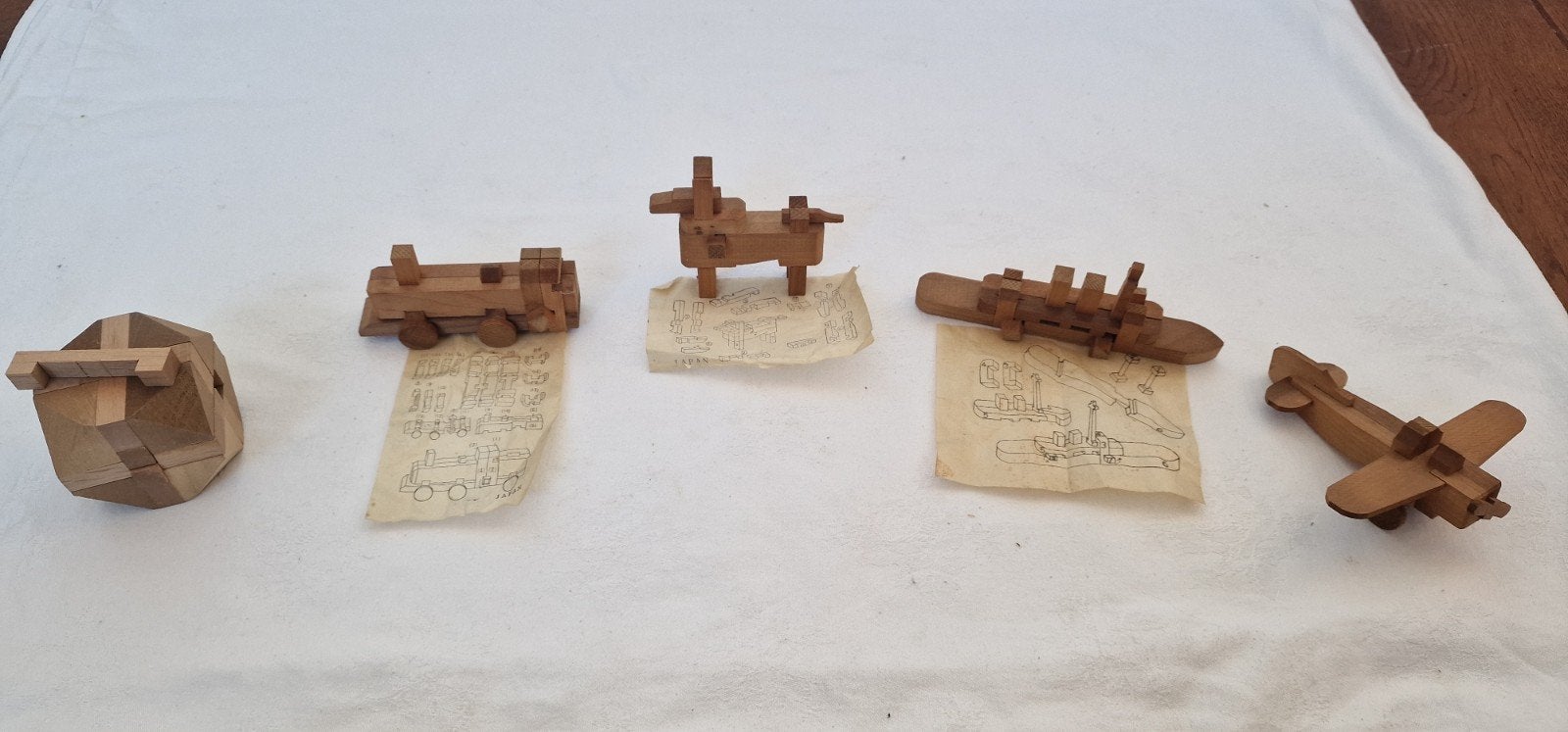 Vintage Japanse houten Kumiki puzzels met instructies, Ophalen of Verzenden, Gebruikt, Overige typen