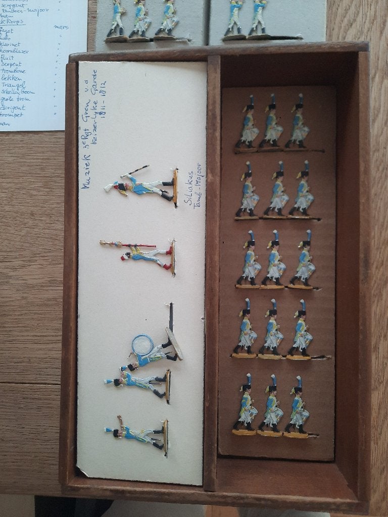 Tinnen platte soldaatjes. Muziekkorps  1811-1812. UNIEK, Ophalen of Verzenden