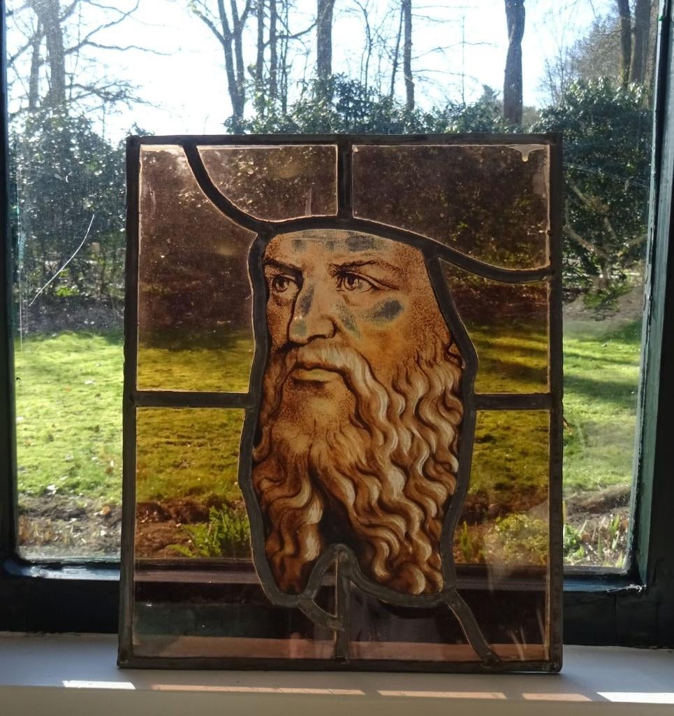 Antiek Glas-in-lood Raamhanger., Antiek en Kunst, Curiosa en Brocante, Ophalen
