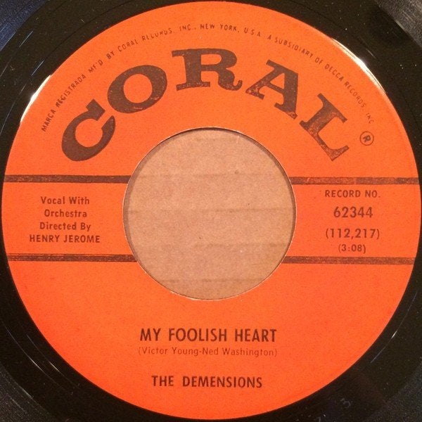 The Demensions - My Foolish Heart (Single), Gebruikt, 7 inch, Ophalen of Verzenden, Pop