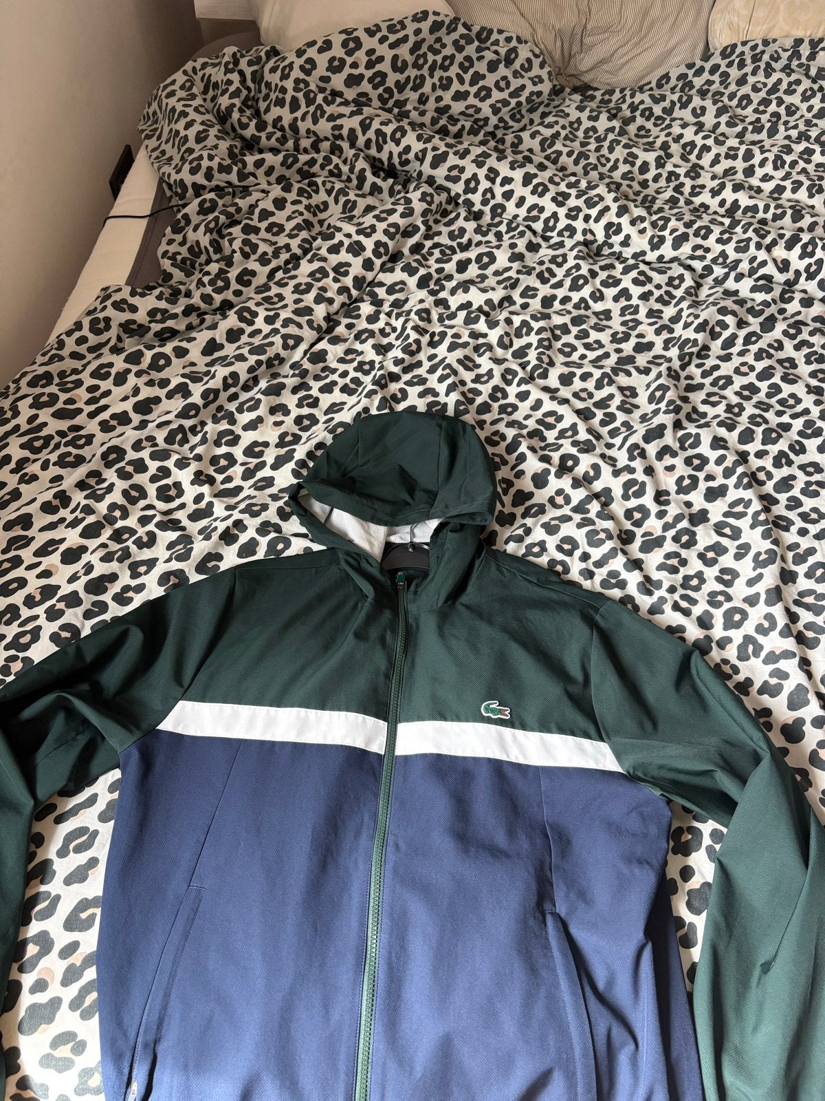 Lacoste trainingspak - Groen/Blauw/Wit - Maat L, Ophalen, Maat 52/54 (L), Meerkleurig, Gedragen