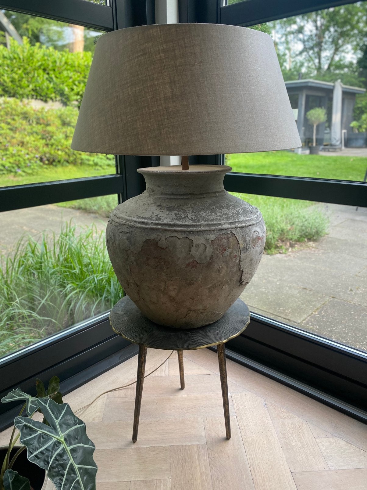 Potlamp schemerlamp brocante 89 cm hoog, Huis en Inrichting, Lampen | Tafellampen, Overige materialen, Ophalen of Verzenden, Zo goed als nieuw