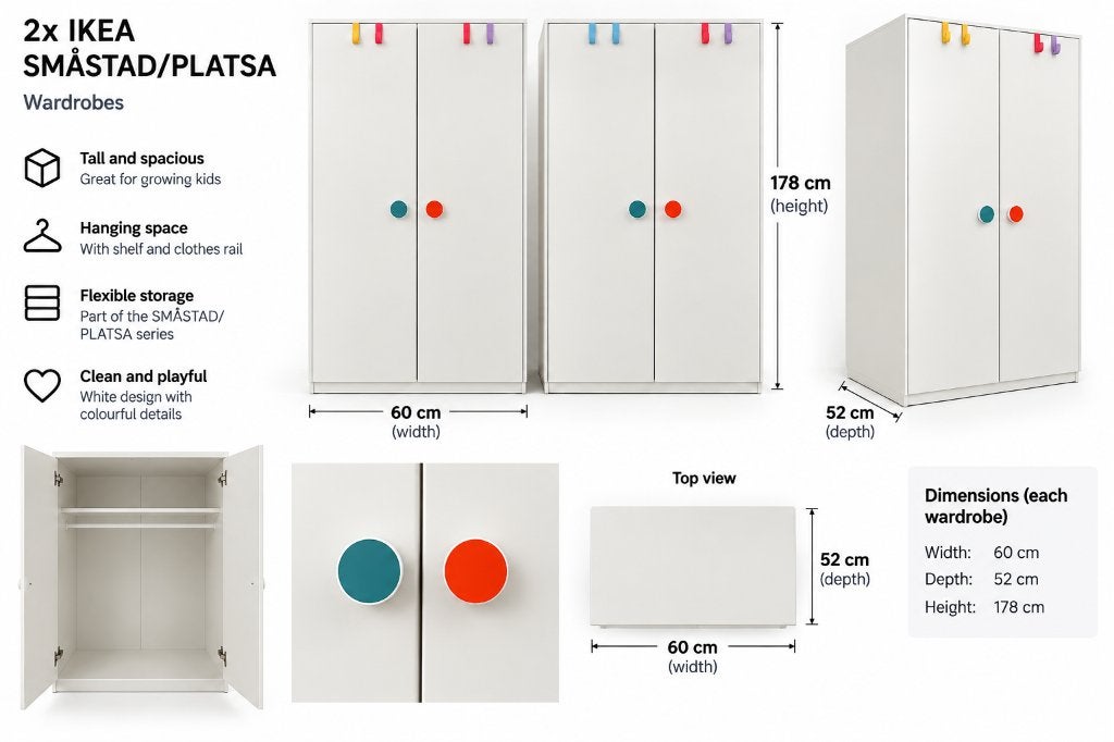 2x IKEA SMÅSTAD/PLATSA kledingkast kinderkamer, Ophalen, Overige materialen, Gebruikt, 50 tot 100 cm