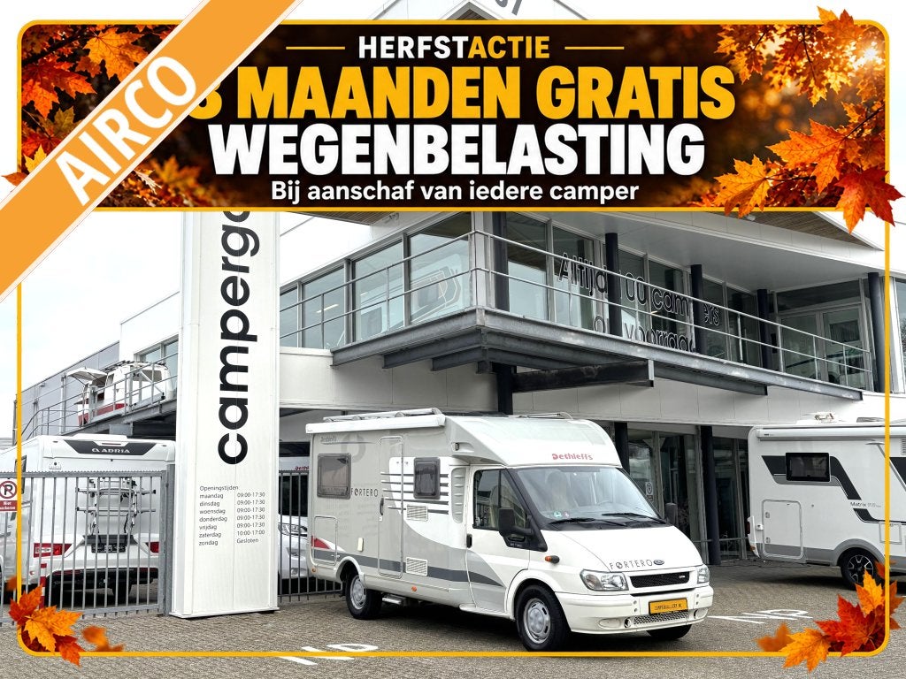 Dethleffs Fortero 5975 DWARSBED MOTORAIRCO TREKHAAK, Caravans en Kamperen, Standaard zit, Ringverwarming, Ford, Tot en met 2