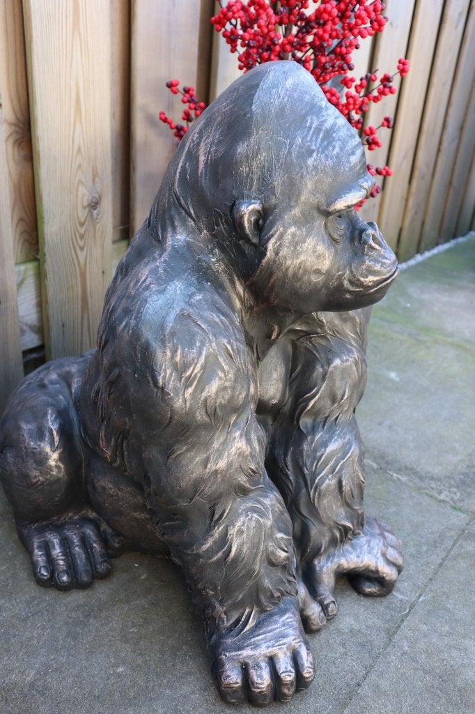 Gorilla beeld brons 58 cm | Tuinbeeld & woondecoratie, Tuin en Terras, -, -, Nieuw, Ophalen of Verzenden