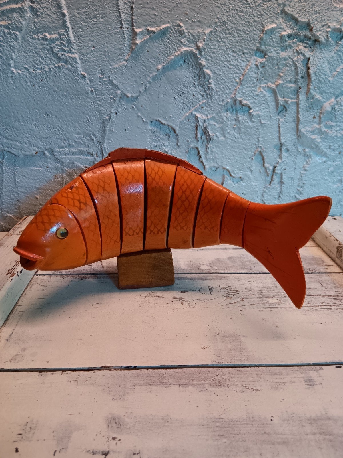 Vintage houten koi karper, Ophalen of Verzenden