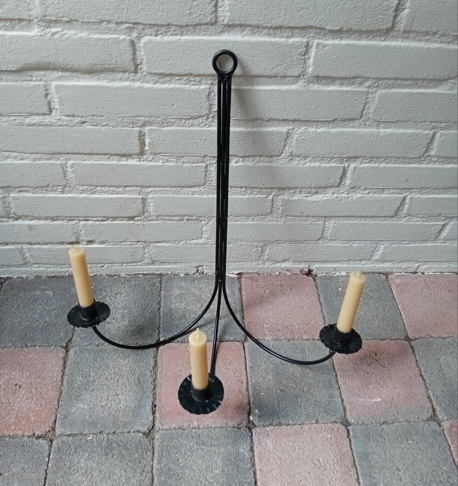 drie-armige zwart metalen wand kandelaar, Ophalen, Zwart, Kandelaar