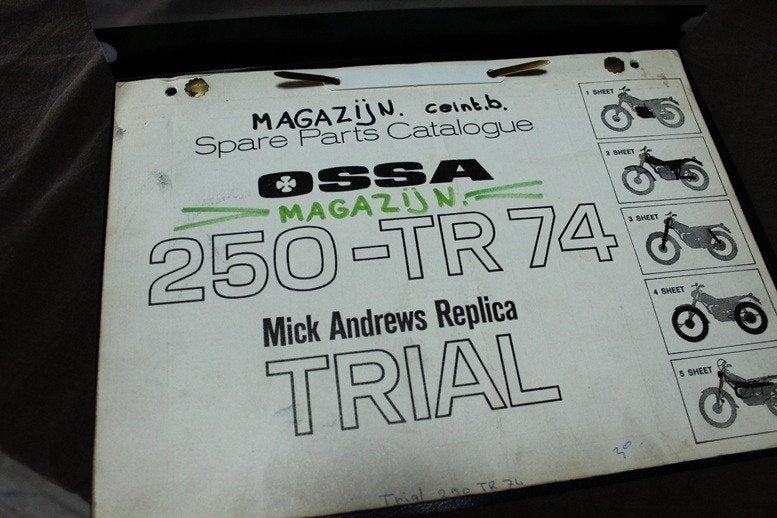 OSSA 250 TR 1974 Mike Andrews replica trail parts list, Ophalen of Verzenden, Overige merken