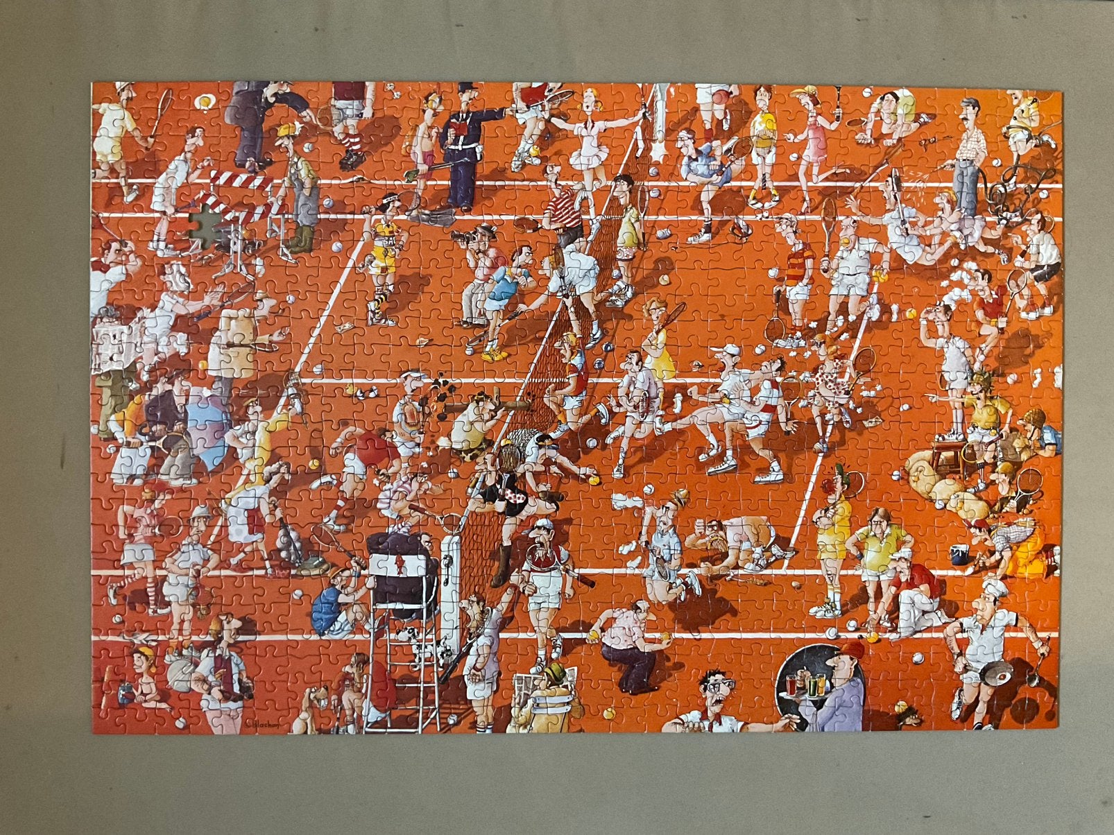 Heye Puzzle Blachon Tennis-Match 750 stukjes, maar LET OP, Ophalen of Verzenden, 500 t/m 1500 stukjes, Gebruikt