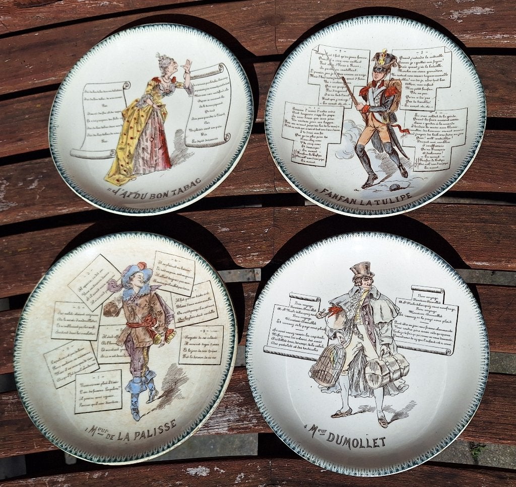 Set van 4 Assiettes parlante, Chansons, Choisy le Roi, Ophalen of Verzenden