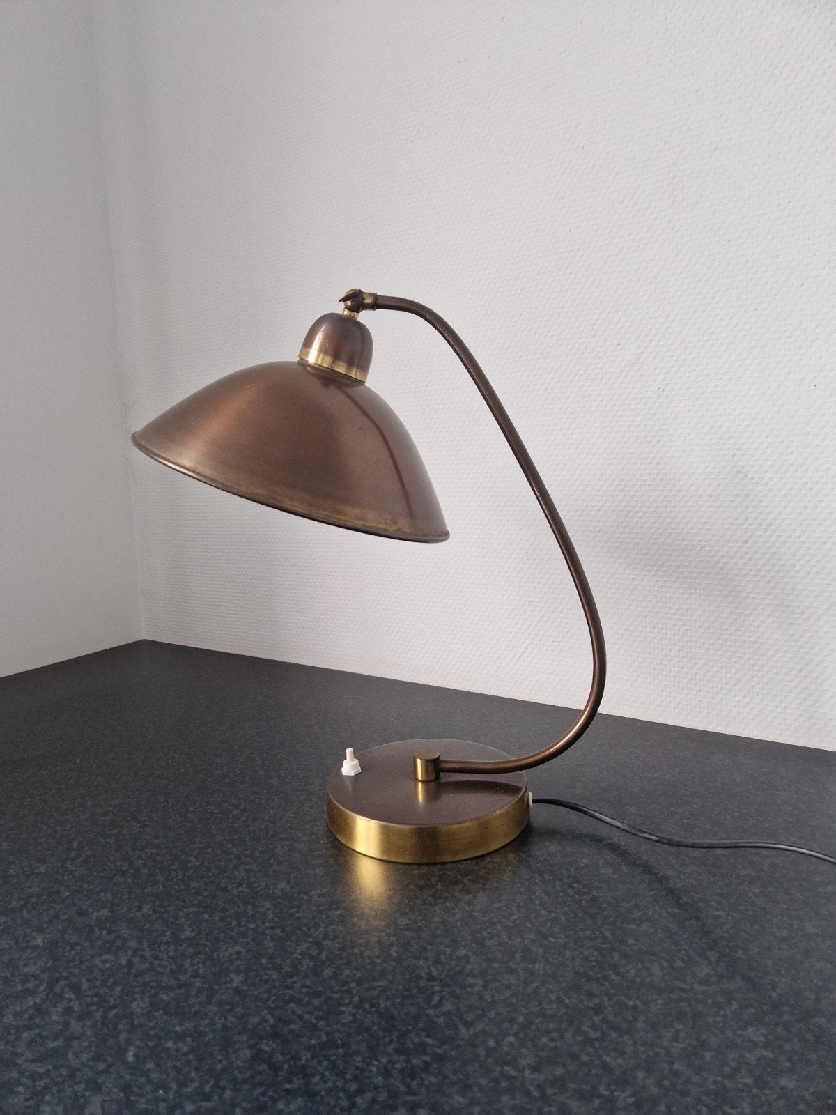 Vintage koper / messing art deco Bauhaus tafellamp, Ophalen of Verzenden, Zo goed als nieuw