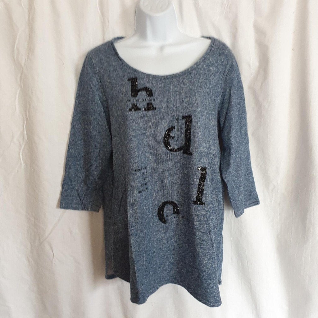 Leuke blauwe trui. Strass/steenjtes. Mt L Merk MS Mode, Blauw, ., Maat 42/44 (L), Ophalen of Verzenden
