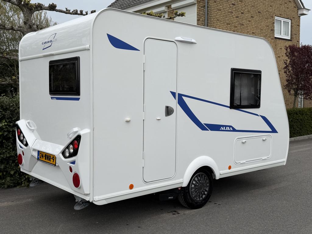 Caravelair Alba 350 Mover,Fietsdrager,Gasloos, Caravans en Kamperen, Dwarsbed, Standaardzit, Bedrijf, 750 - 1000 kg