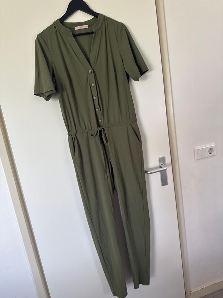 Studio Anneloes Jumpsuit Korte Mouw - Olijfgroen, Ophalen of Verzenden, Zo goed als nieuw, Maat 38/40 (M), Groen