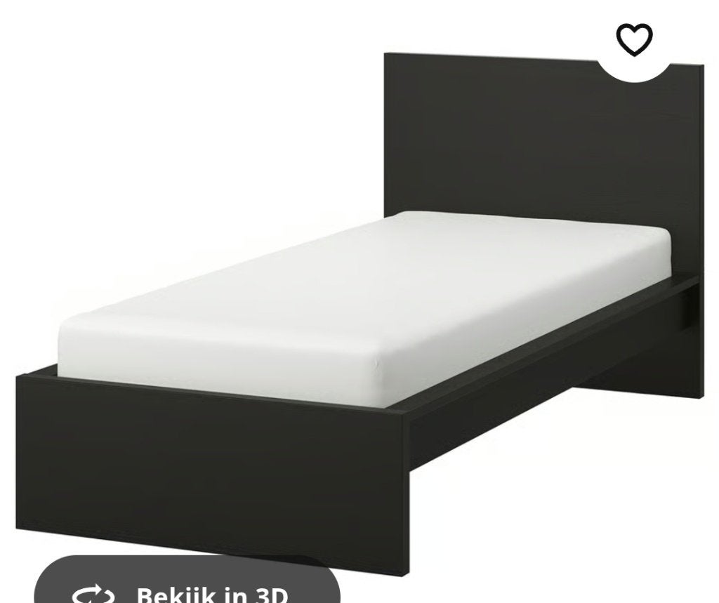 Eenpersoons bed ikea malm zwart, Ophalen, Gebruikt, 90 cm, Eenpersoons
