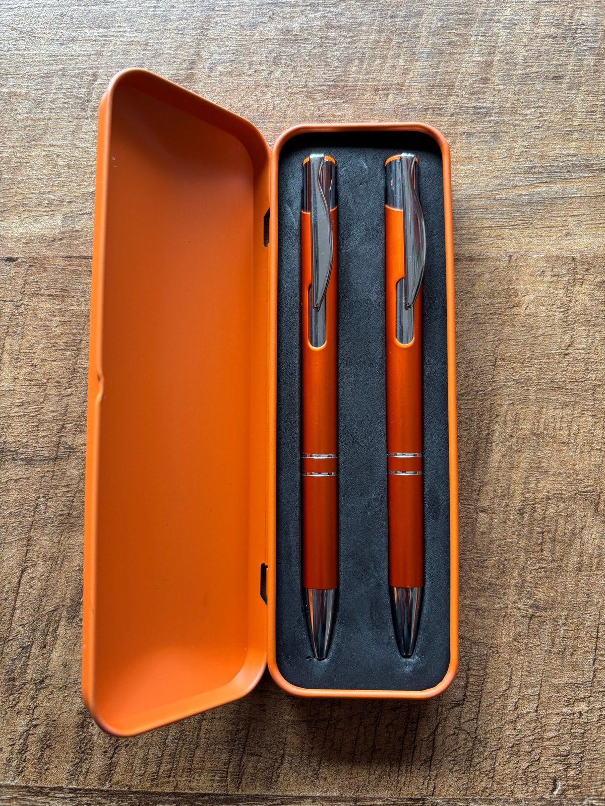 Luxe oranje pennenset., Ophalen of Verzenden