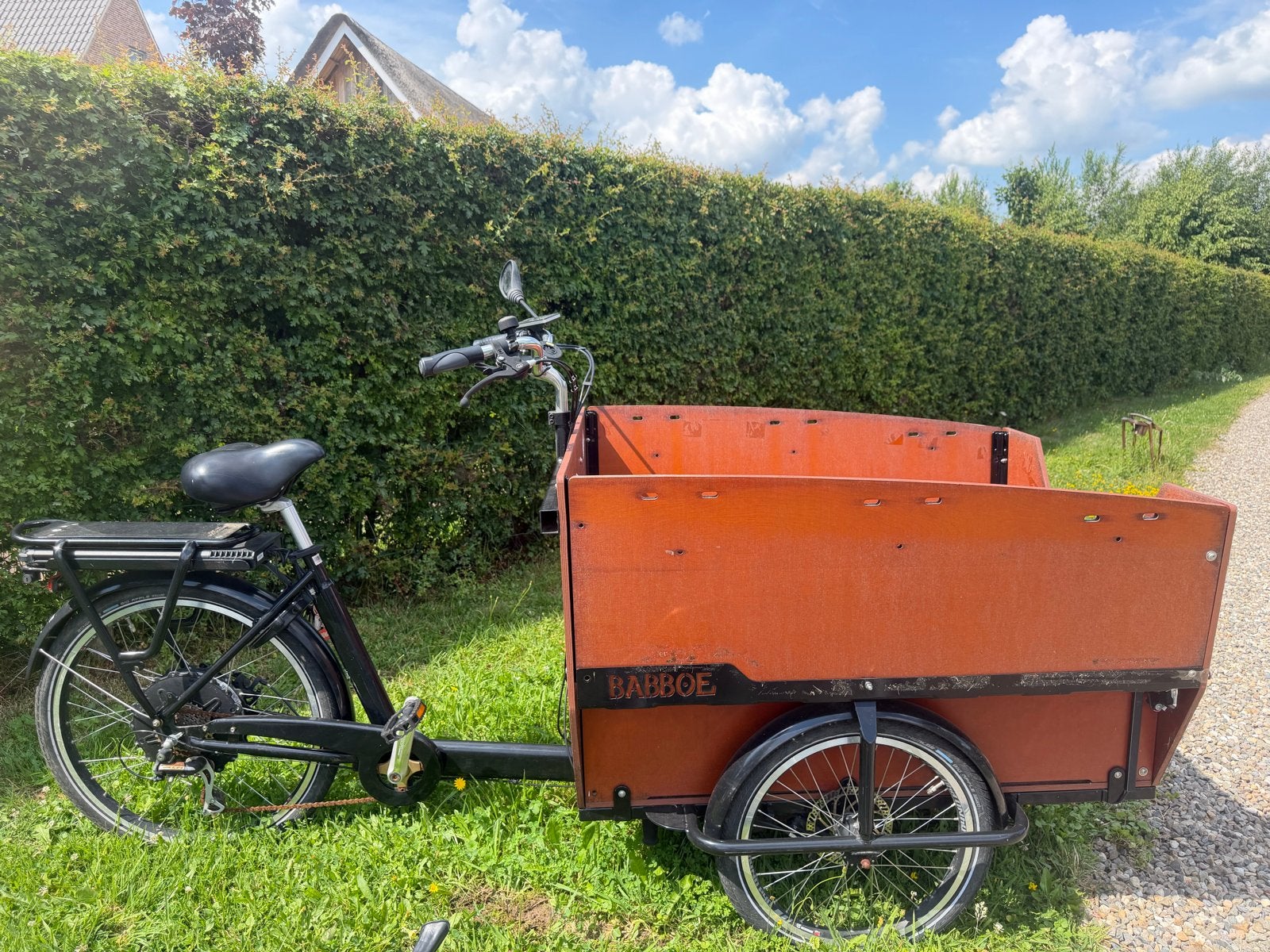 Babboe Max-E bakfiets met elektrische ondersteuning, Gebruikt, Elektrisch, 2 kinderen, Trommelrem