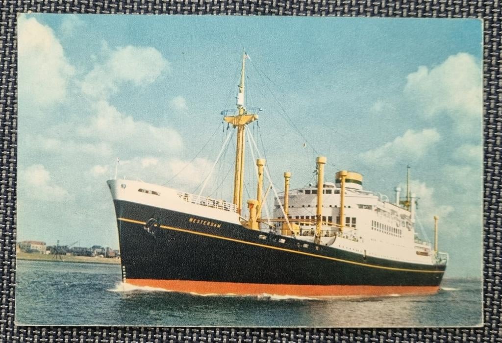 Ansichtkaart M.S. 'WESTERDAM' Holland-America lijn, Ophalen of Verzenden, 1940 tot 1960, Ongelopen, Ambachten of Beroep