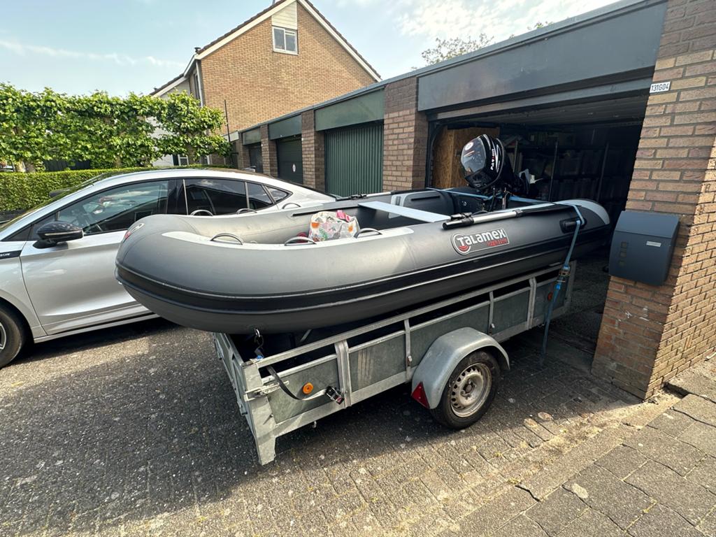 Talamex Highline rubberboot met Parsun 8pk buitenboordmotor, Ophalen, Aluminium, Gebruikt, Inclusief motor