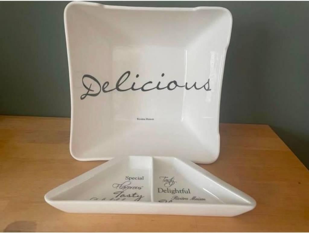 Rivièra Maison Delicious Vierkant Schaal - ZGAN, Overige typen, Ophalen of Verzenden, Zo goed als nieuw, Wit