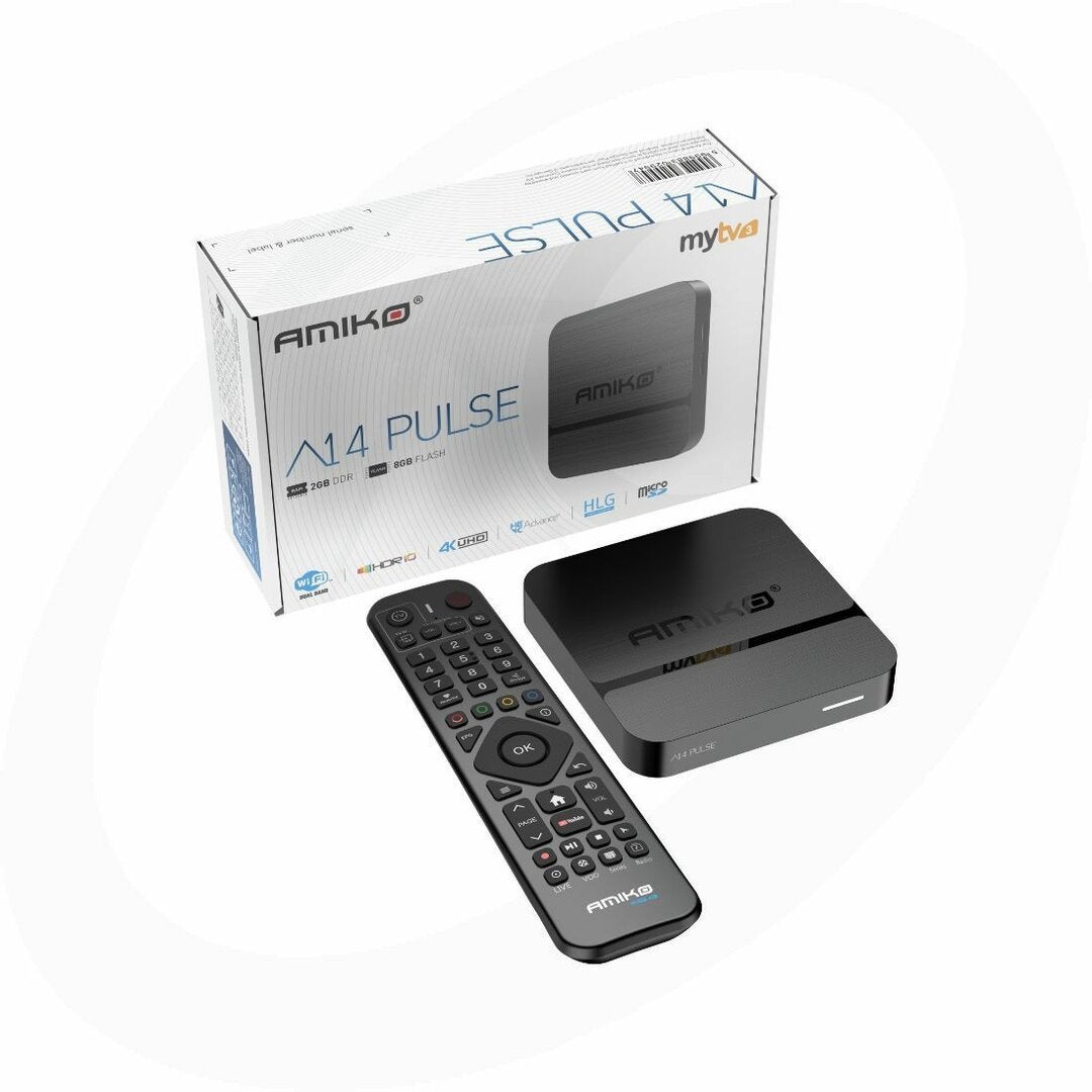 NIEUWSTE AMIKO A14 PULSE 4K HDR OTT ANDROID WIFI IPTV ZIGGO, Ophalen of Verzenden, Nieuw, HDMI, Zonder harde schijf