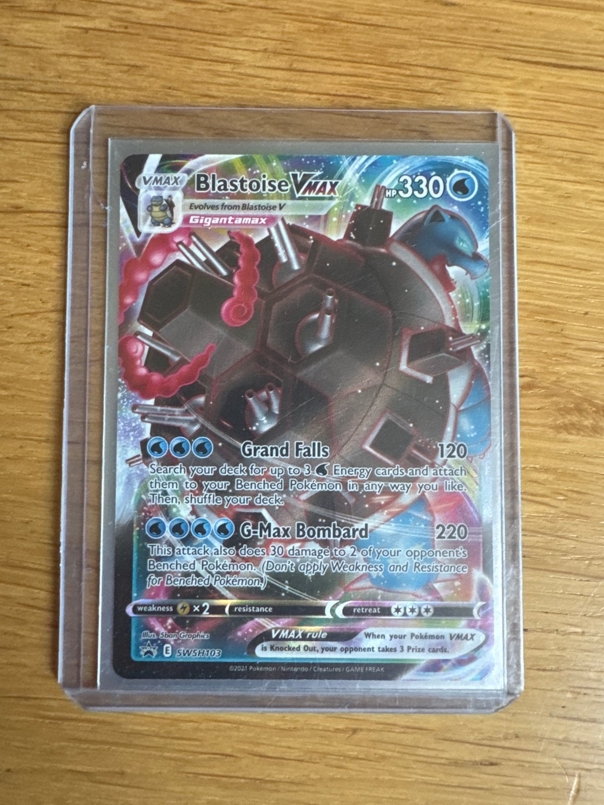 Pokémon Blastoise VMAX SWSH103 Promo Kaart, Ophalen of Verzenden, Zo goed als nieuw, Losse kaart