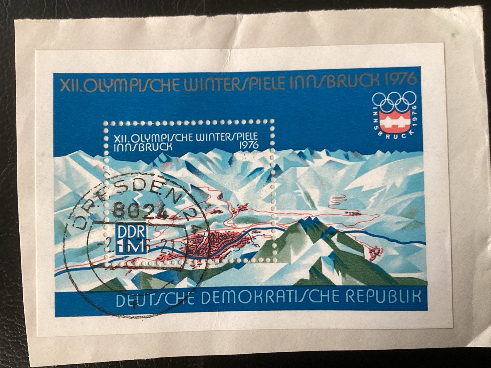 DDR Postzegel Olympische Winterspelen Innsbruck 1976, Ophalen of Verzenden, DDR, Gestempeld