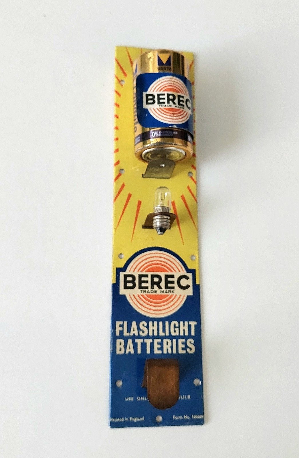 Oude Blikken Berec Batterijen Tester Deurpostje Reclamebord, Ophalen of Verzenden, Gebruikt, Reclamebord
