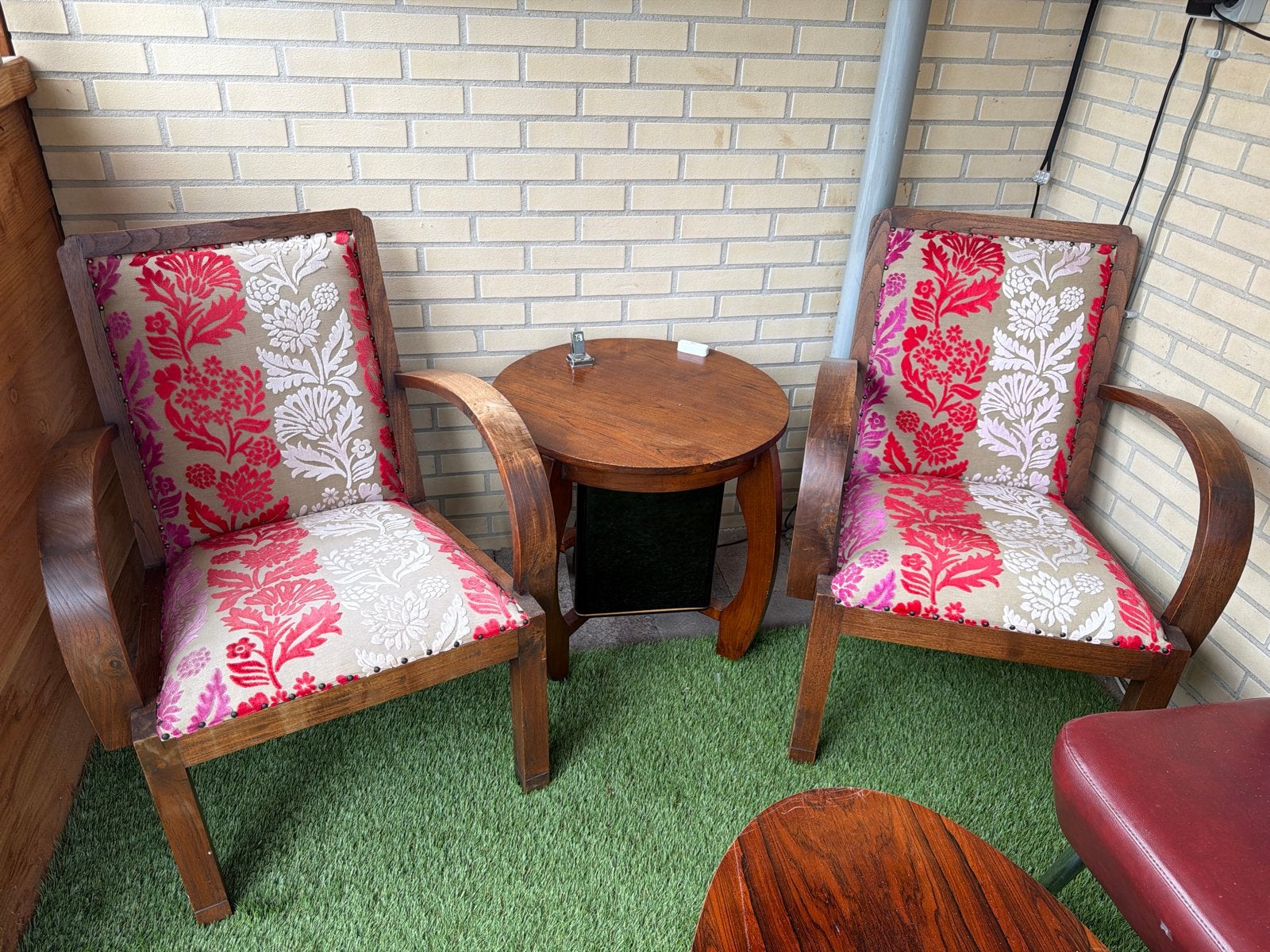 Set van 2 vintage fauteuils met bijzettafel, Antiek en Kunst, Ophalen