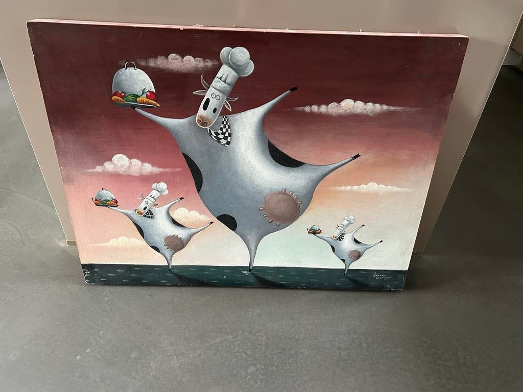 Schilderij 'Koks Koeien' - Uniek en Vrolijk Kunstwerk, Ophalen of Verzenden