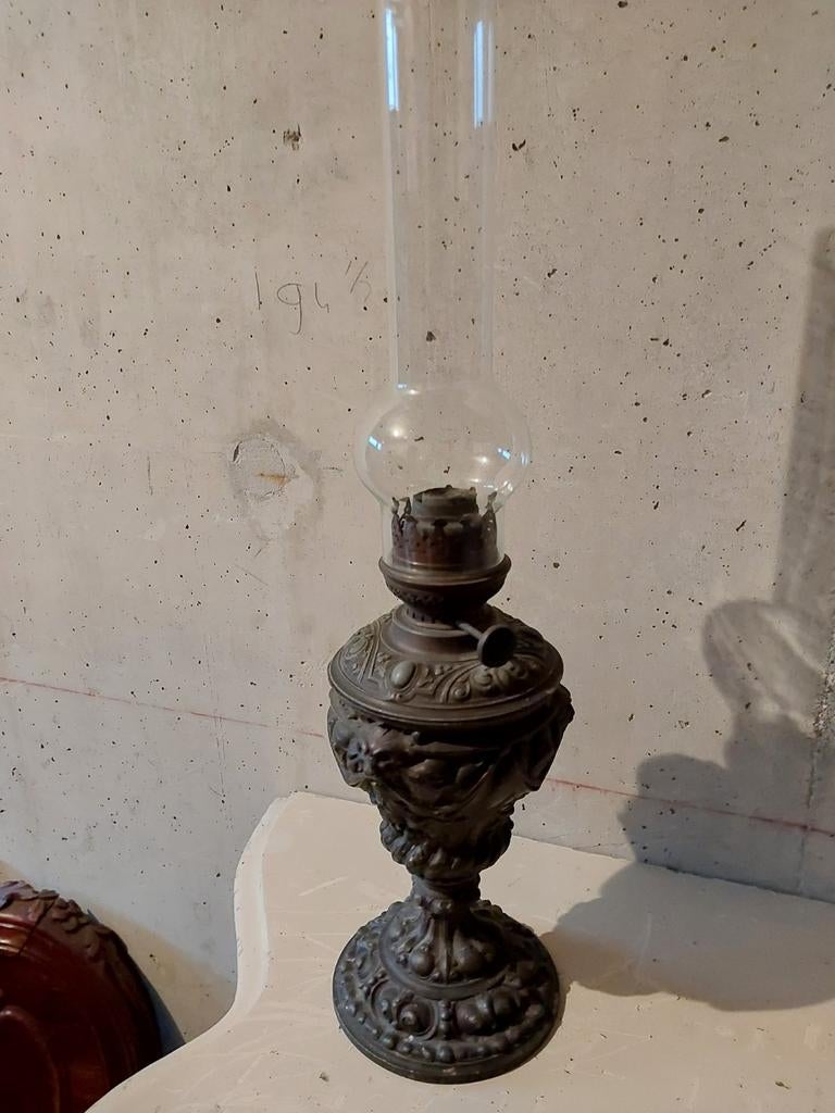 Antieke Ehrich & Graetz Olielamp - 1890 - Boheems Glas - TOP, Ophalen of Verzenden