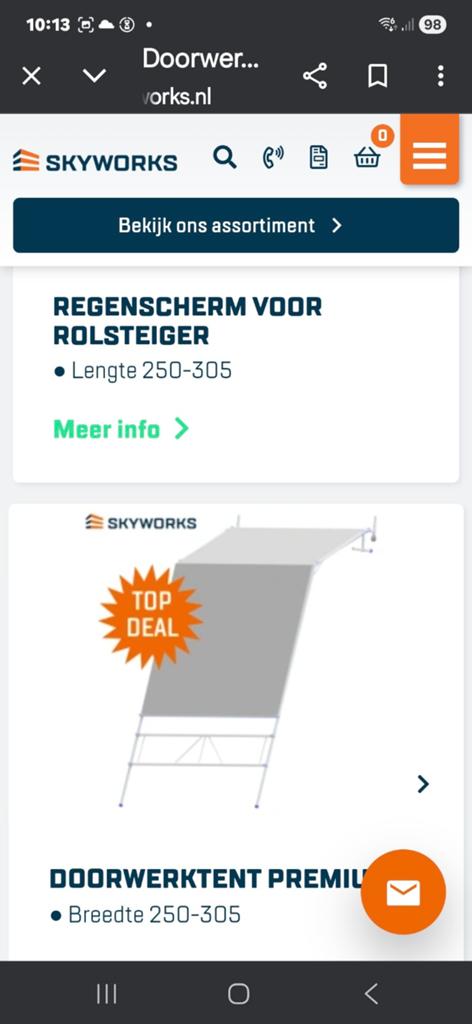 Te koop regenscherm, Doe-het-zelf en Verbouw, Ophalen, Zo goed als nieuw, Overige typen, 5 meter of hoger