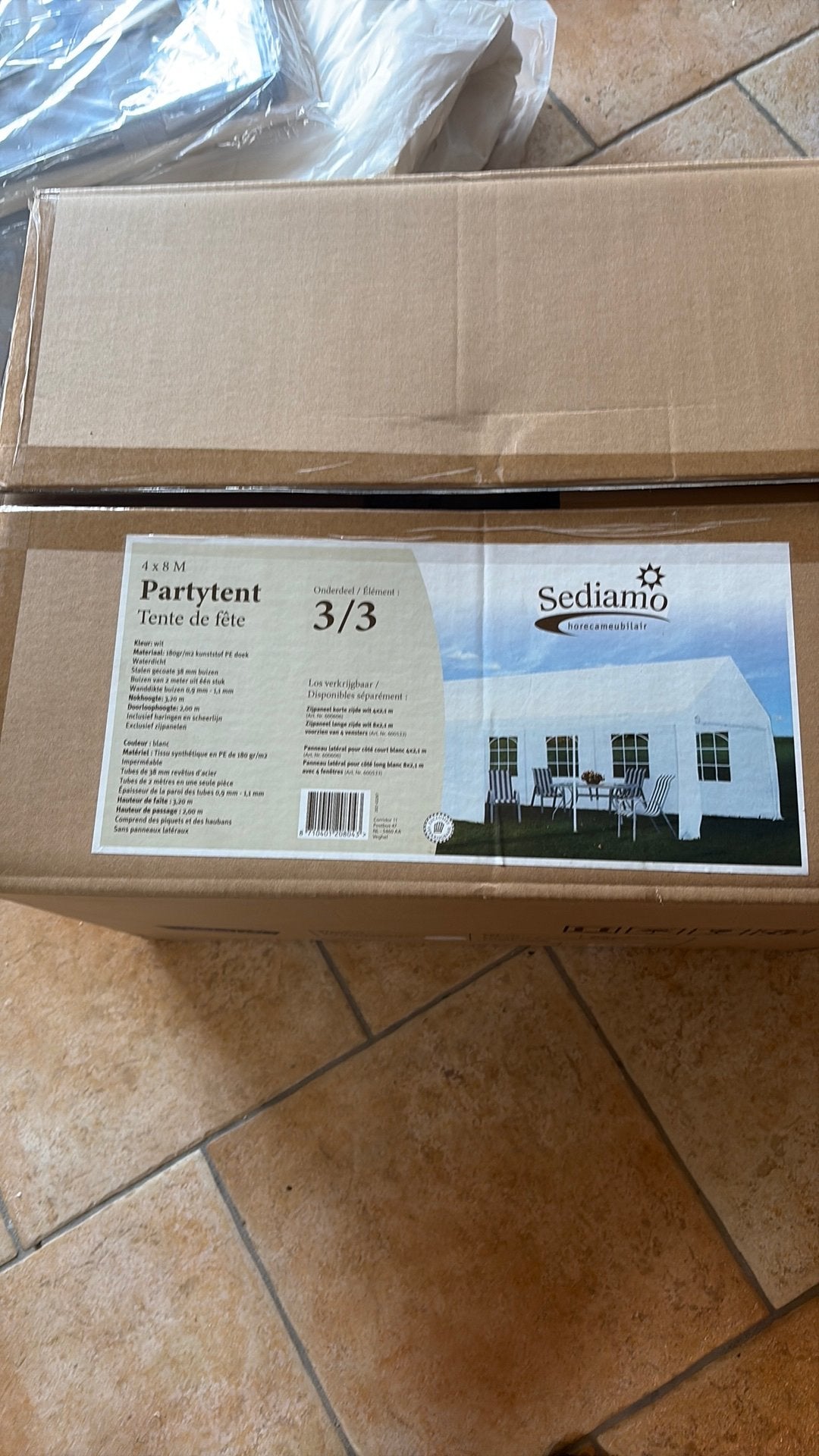 Sediamo partytent 4 x 8 meter. Nooit gebruikt. Nieuw in doos, Ophalen, Nieuw