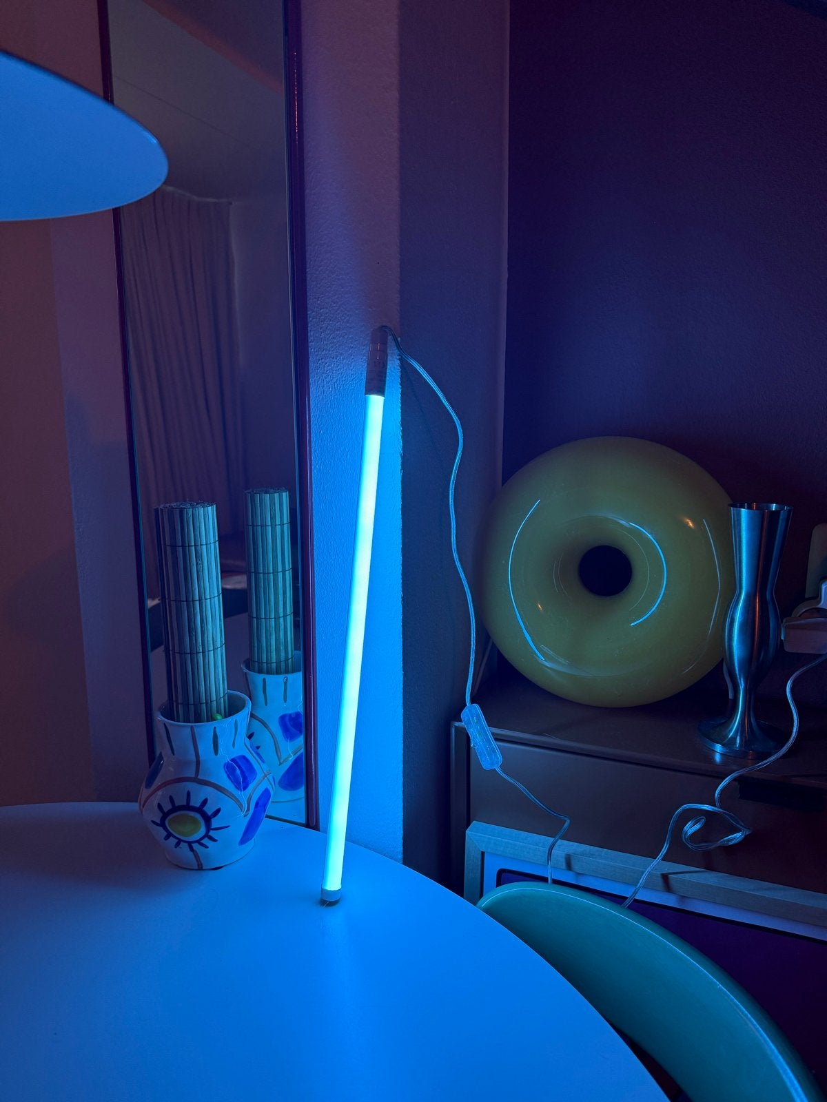 HAY Neon Tube LED Slim - Blauw Licht, Overige merken, Kunststof, Overige fittingen, Zo goed als nieuw
