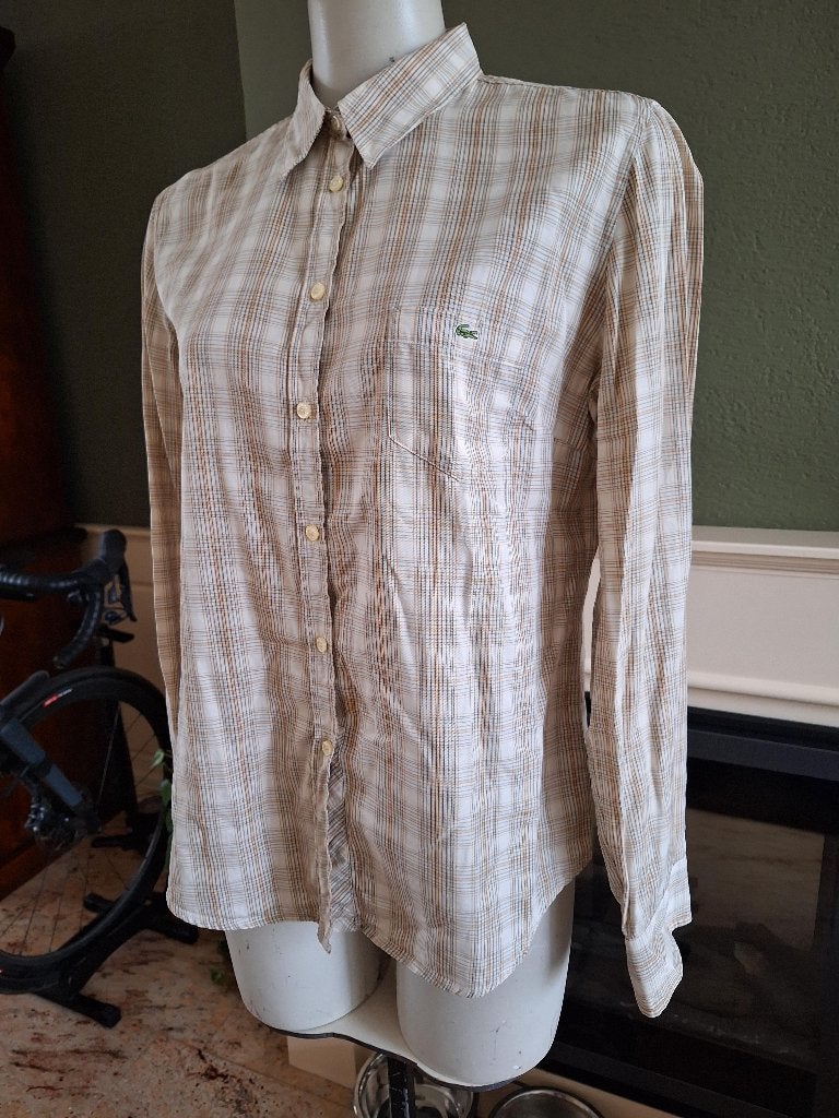 Lacoste crème beige blouse L 44, Verzenden, Beige, Maat 42/44 (L), Zo goed als nieuw