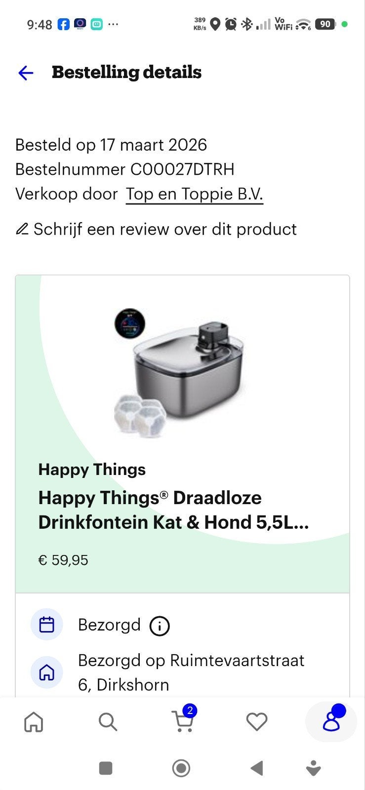 Rvs Drink/water Fontein Kat️-Hond 5.5 Liter+Filters+Sensor✔️, Dieren en Toebehoren, Ophalen, Zo goed als nieuw