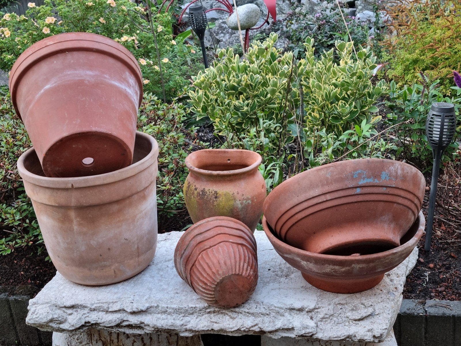 🔥 DIV. TERRACOTTA   6 STUKS              🔥  samen voor, Tuin en Terras, Ophalen, Steen, Gebruikt, Rond