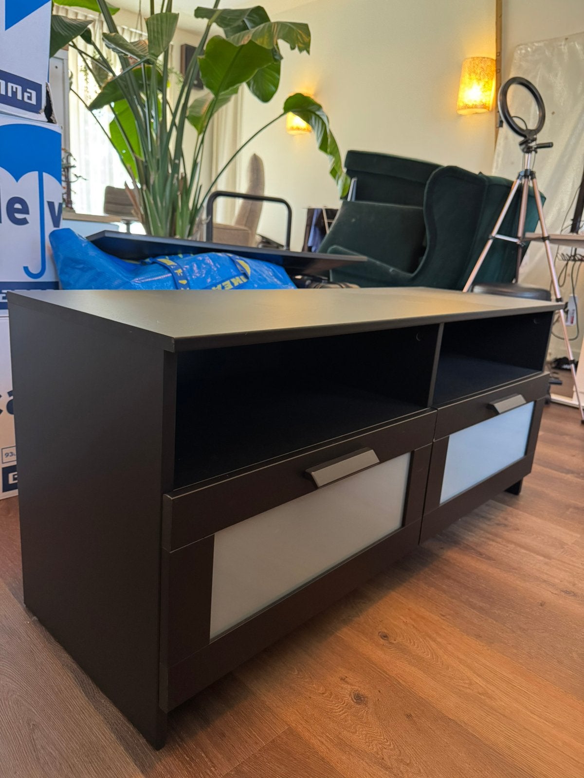 Ikea Brimnes Tv-meubel zwart, Huis en Inrichting, Kasten | Televisiemeubels, Ophalen, 100 tot 150 cm, Zo goed als nieuw, Minder dan 100 cm