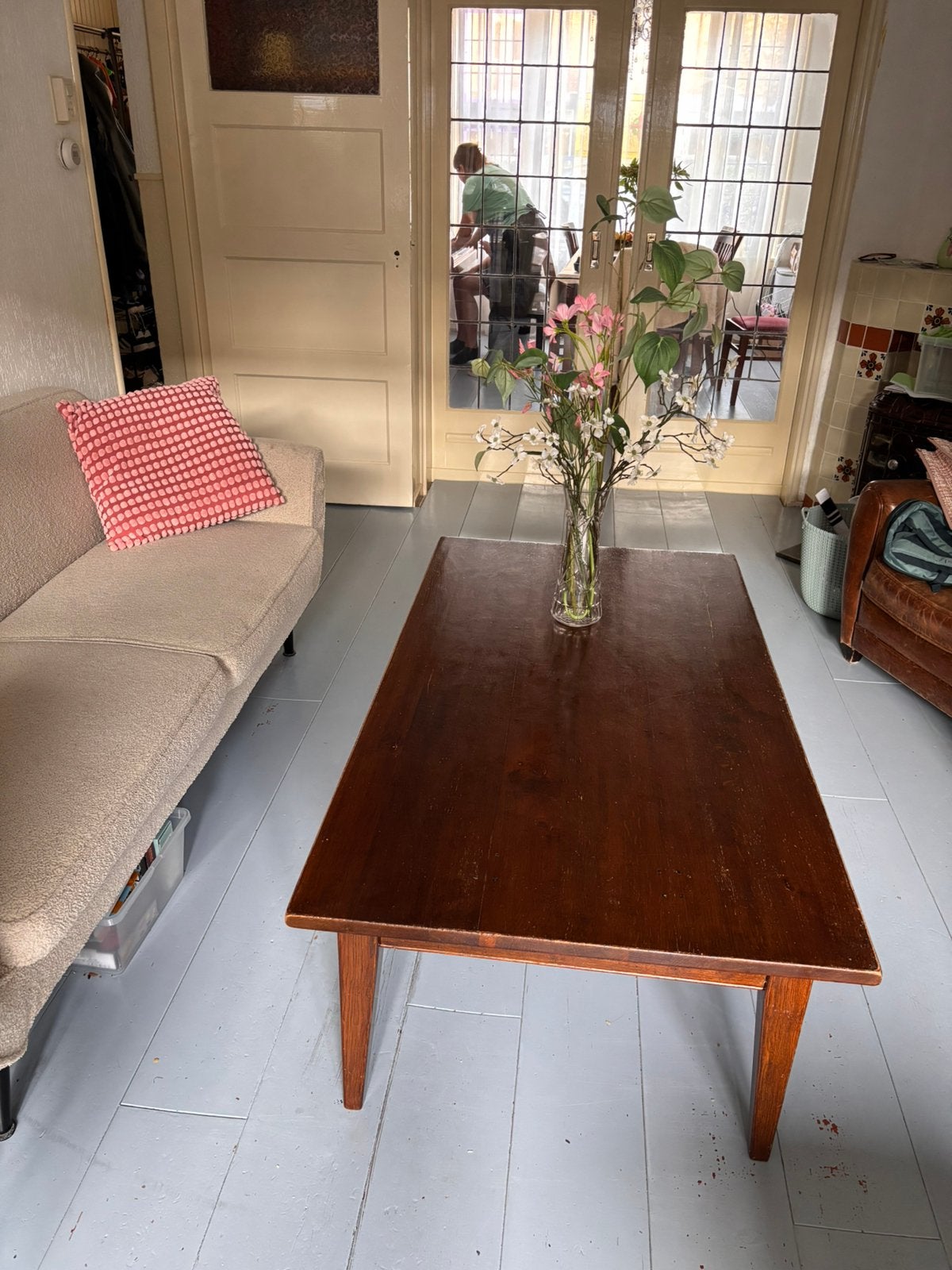 Salontafel massief hout (loods 5 van dijk), Gebruikt, 100 tot 150 cm, Rechthoekig, 50 tot 100 cm