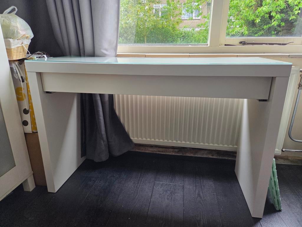 Ikea MALM toilettafel met glazen blad, Ophalen, Gebruikt, Wit