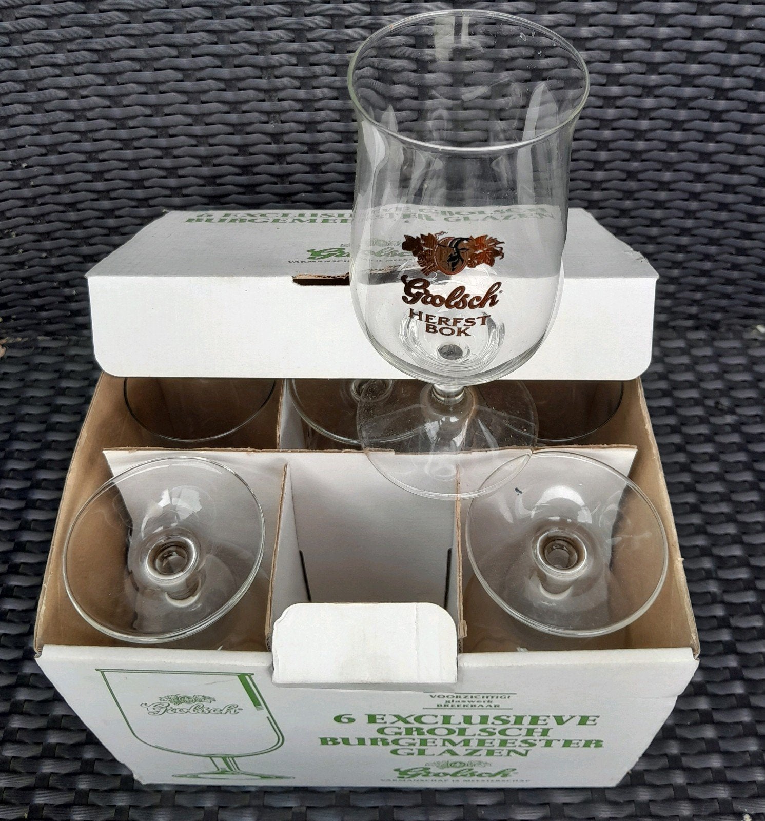 6 x Exclusieve Grolsch Burgemeester bierglazen "Herfstbok ", Verzamelen, Biermerken, Ophalen of Verzenden, Zo goed als nieuw, Glas of Glazen