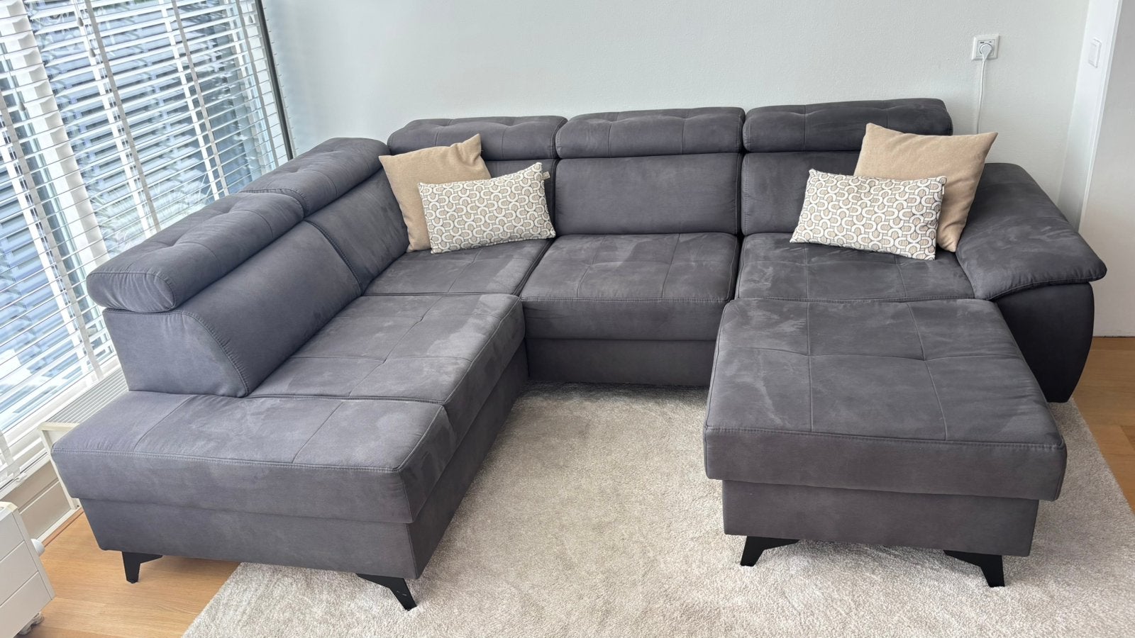 Seats and sofa’s hoekbank u-vorm grijs, nieuwstaat, Ophalen, Zo goed als nieuw, Kunststof, Stijlvol, neutraal, comfortabel