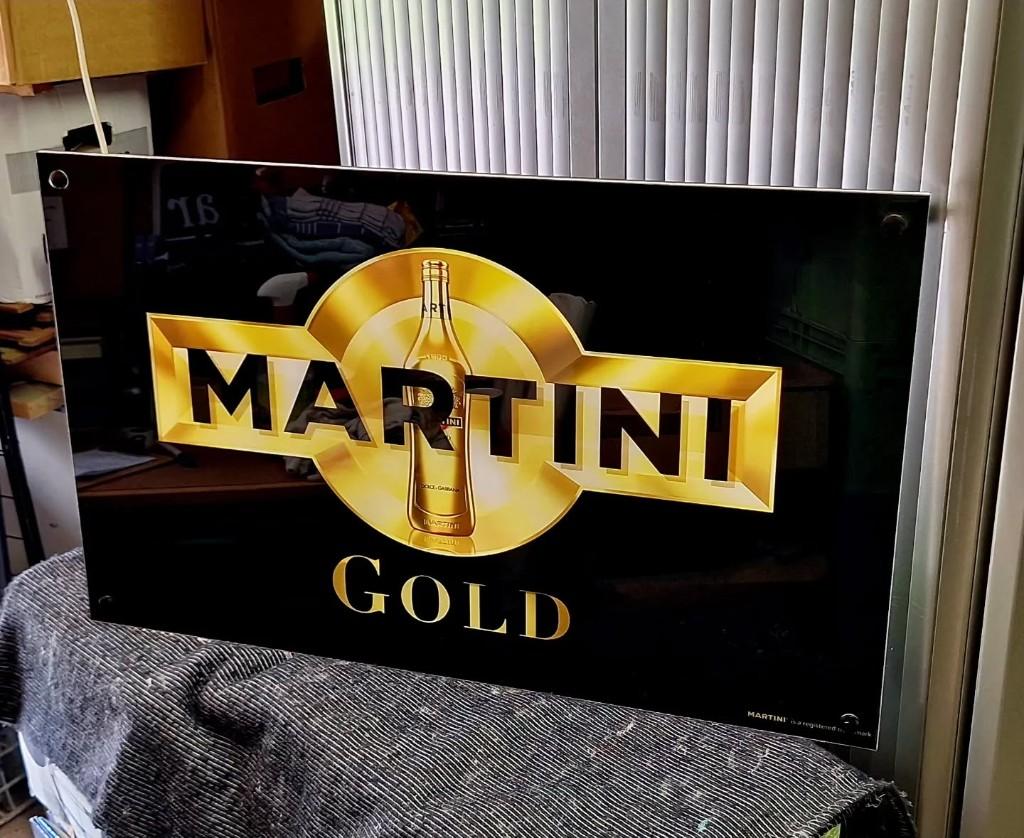 Lichtbak, reclamebord (glorifier) van Martini Gold🍸, Ophalen, Gebruikt, ., Lichtbak of (neon) lamp