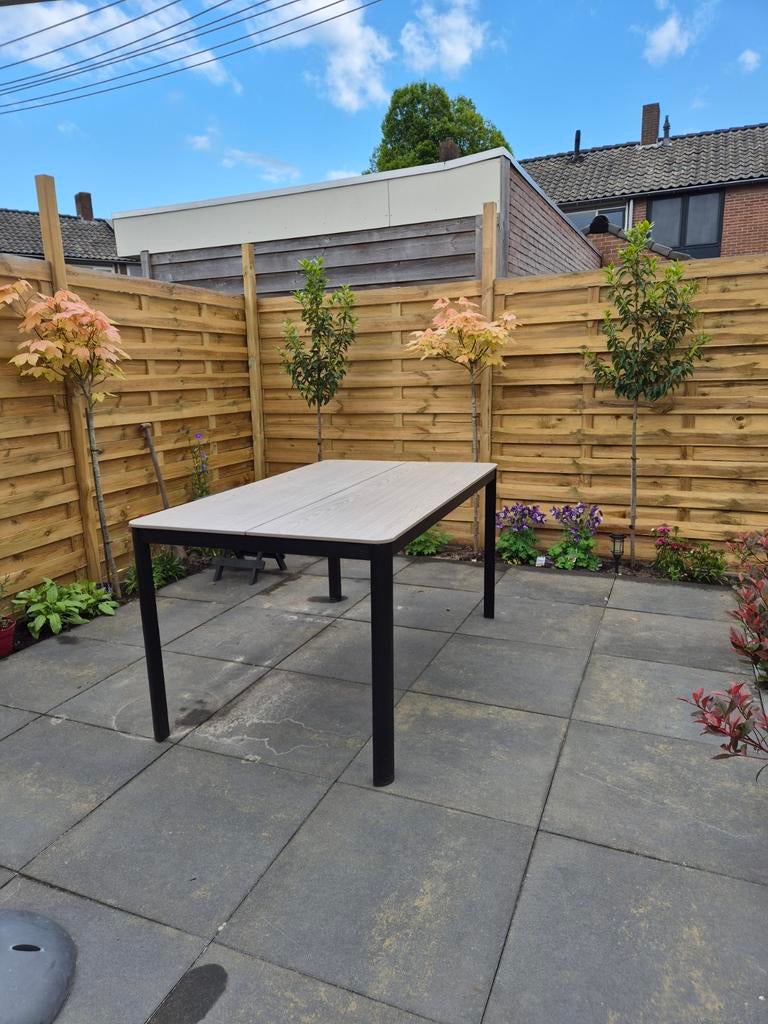 Moderne tuintafel  Central Park met houtlook blad, Ophalen, Zo goed als nieuw, Rechthoekig, Kunststof