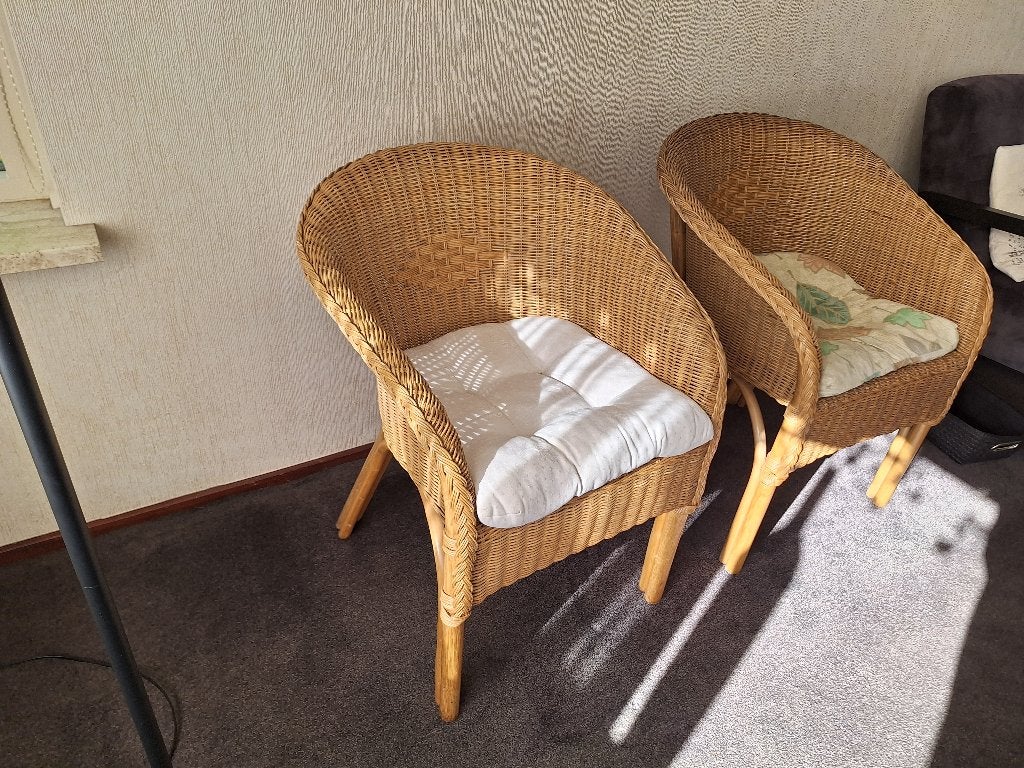 2 rieten stoelen, Ophalen, Gebruikt, Twee, Bruin